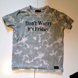 Gray Tie-Dye T-Shirt with Friday Print